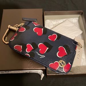 Gucci Shanghai St Heartbeat Key Case Blue & Red